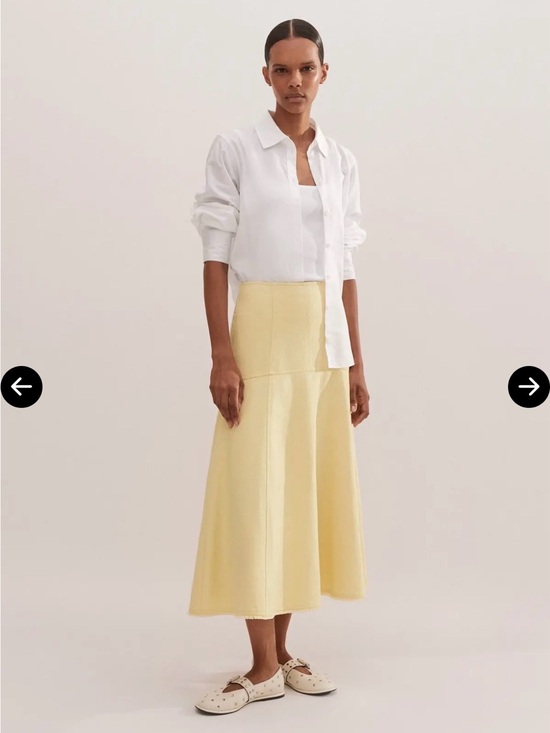 ME+EM Dresses & Skirts - ME+EM Pale Yellow Panelled Midi Skirt